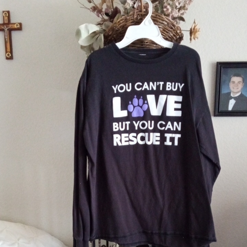 Black Long Sleeve Rescue Graphic Tee